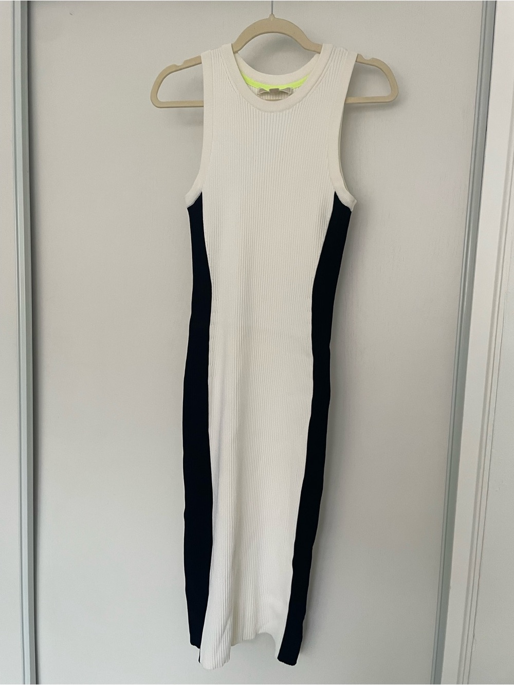 Michael Kors White Maxi Dress with Black Side Panels